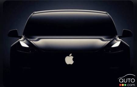 Apple logo Apple on car silhouette